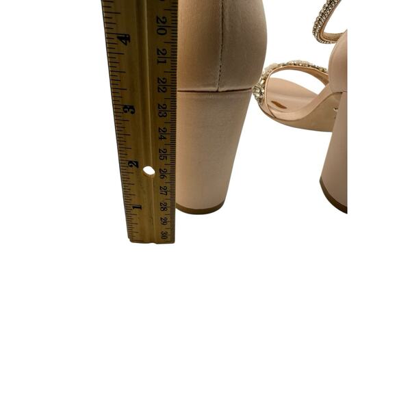 JEWEL BADGLEY MISCHKA satin and crystal block heels with zip back Size 9.5 NEW - Picture 11 of 15